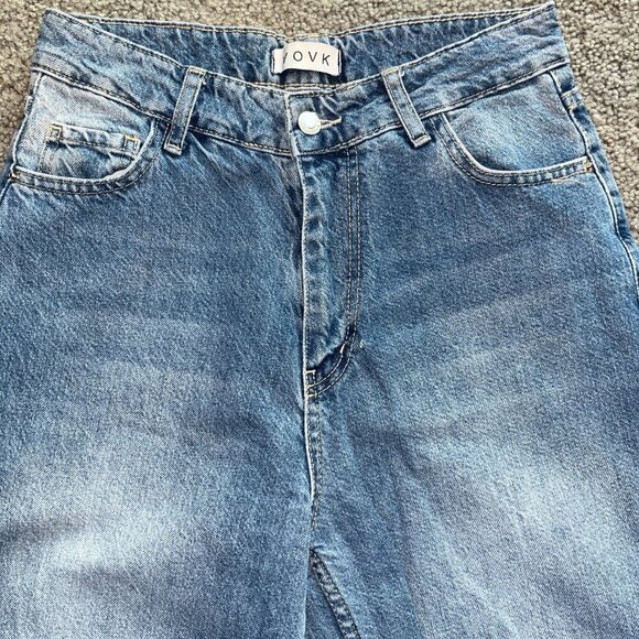 VOVK DENIM BLUE JEANS- FROM UKRAINE  HIGH WAIST  WIDE LEG - SIZE MEDIUM W28XL28 - Picture 7 of 13